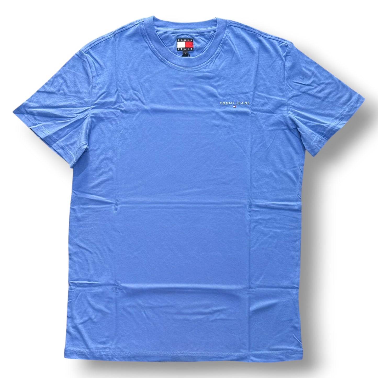 TOMMY JEANS - T-Shirt Uomo con logo lato cuore, Col.Celeste