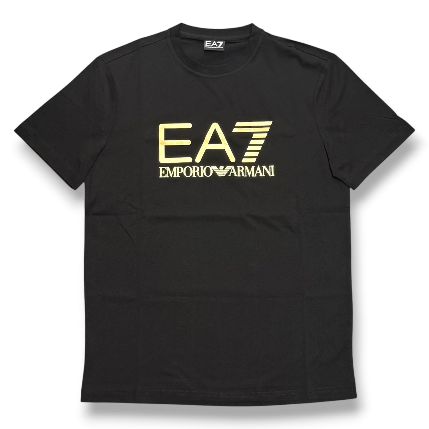 EMPORIO ARMANI- T-shirt Uomo, con stampa frontale, col.Nero/Oro