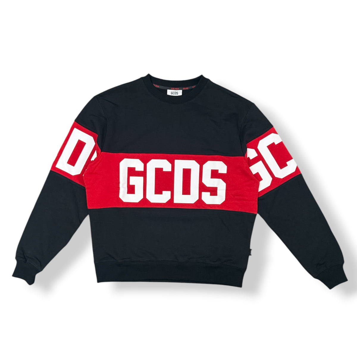 GCDS - Felpa Uomo girocollo, Col.Nero/Rosso
