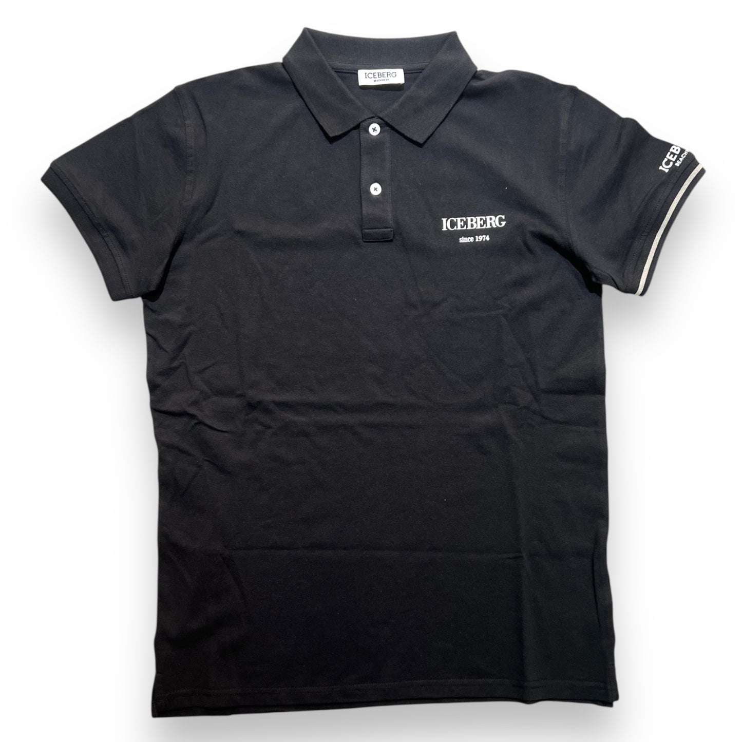 Polo ICEBERG basic, logo lato cuore, RegularFit, Col.Nero