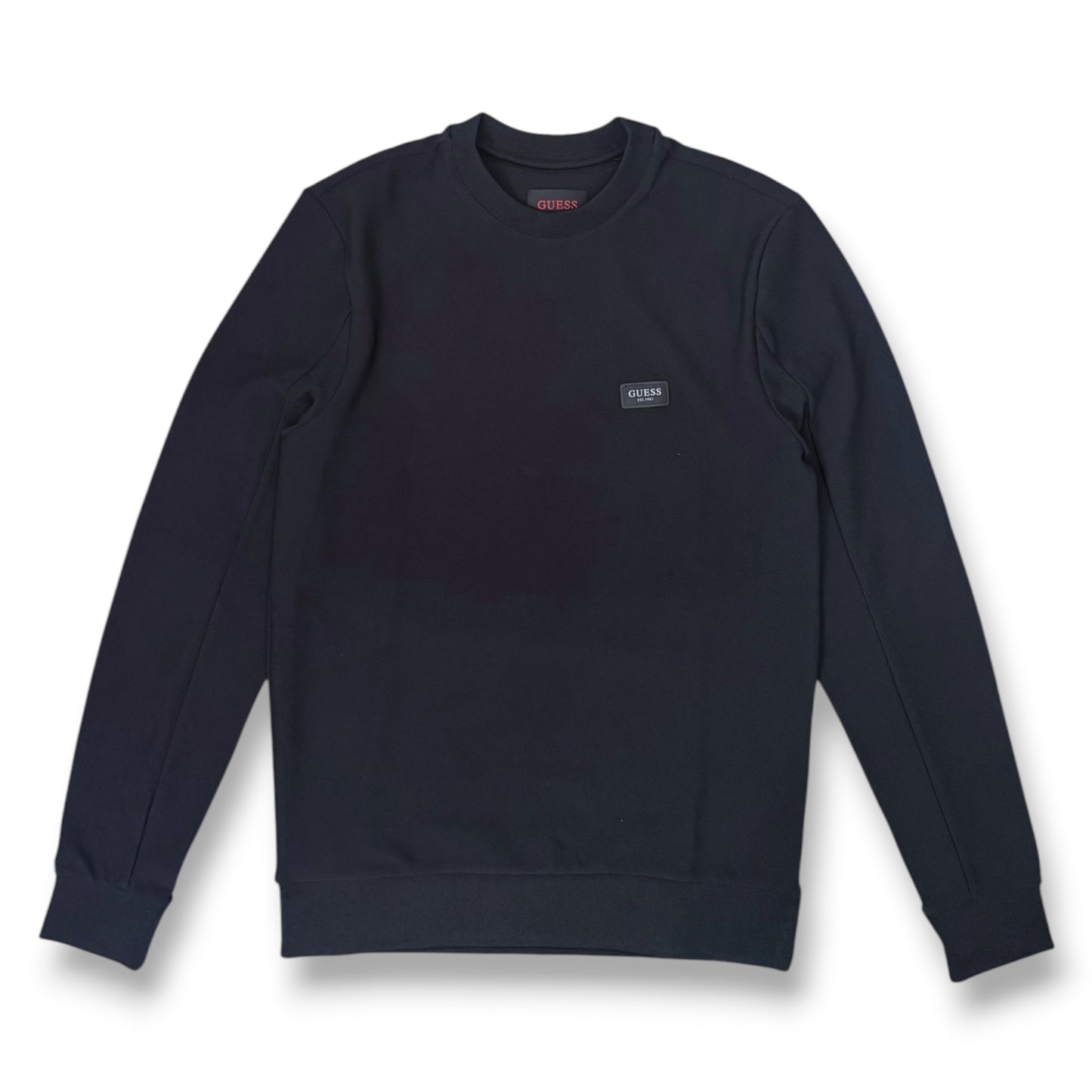 GUESS-Felpa estiva Uomo, girocollo, con logo gommato lato cuore, SlimFit, tex.Tech Stretch, col.Nero