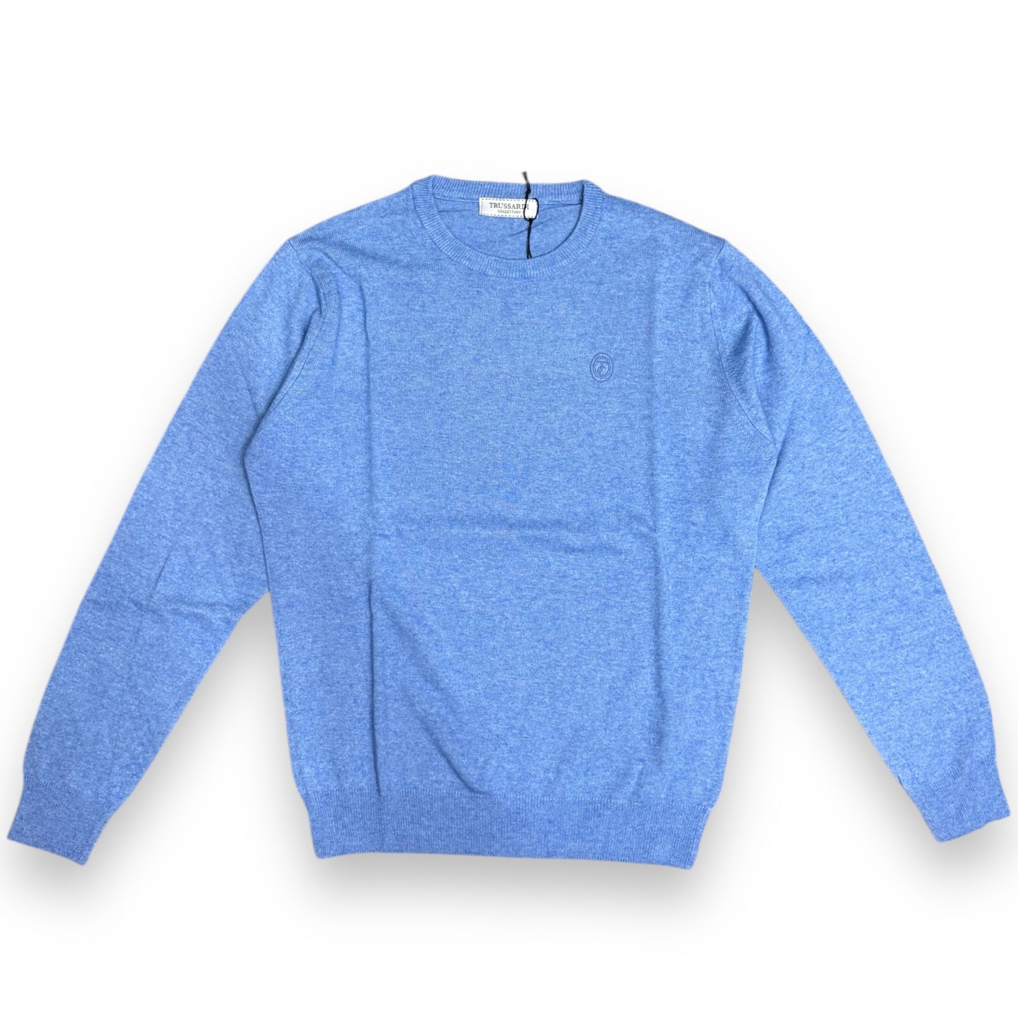 Maglioncino TRUSSARDI Uomo, con logo ricamato lato cuore, col.Azzurro