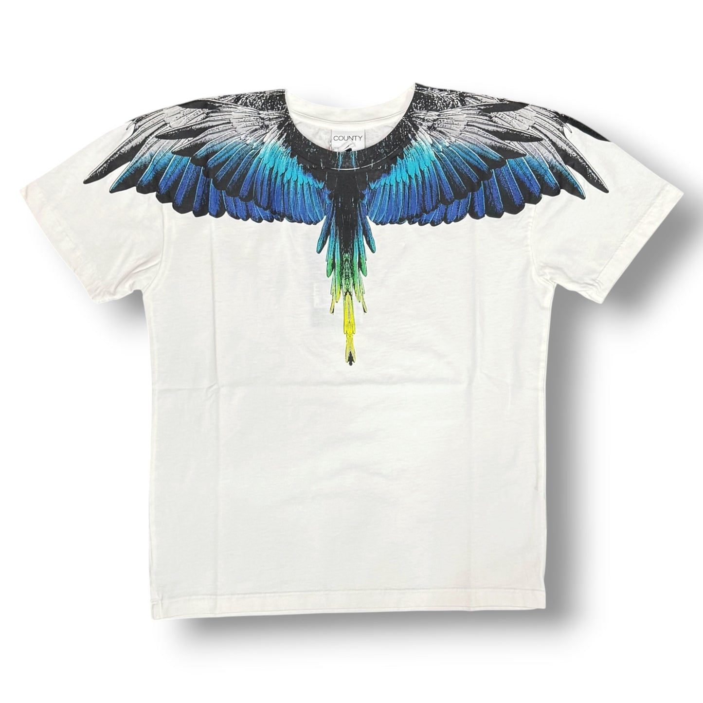 COUNTY OF MILAN- T-Shirt Uomo, (veste comoda), con stampa Blu, Col.Bianco