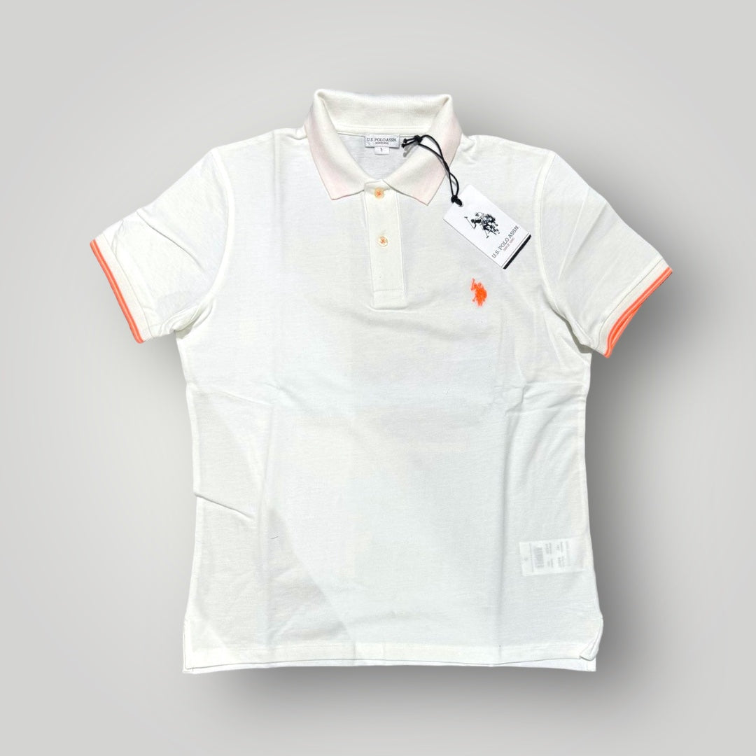 Polo U.S.POLO ASSN. since 1890 Uomo in piquet, RegulrFit, mod.Bordino, col.Bianco