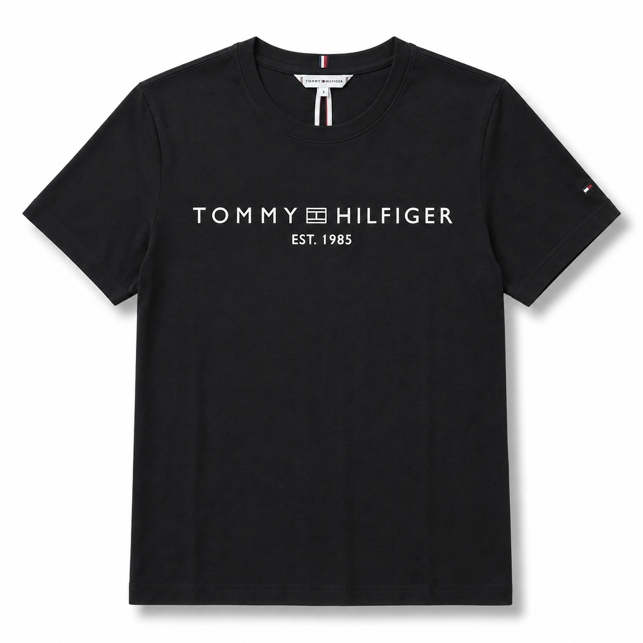 TOMMY HILFIGER- T-shirt Donna, con stampa frontale, Regular Fit, col.Nero