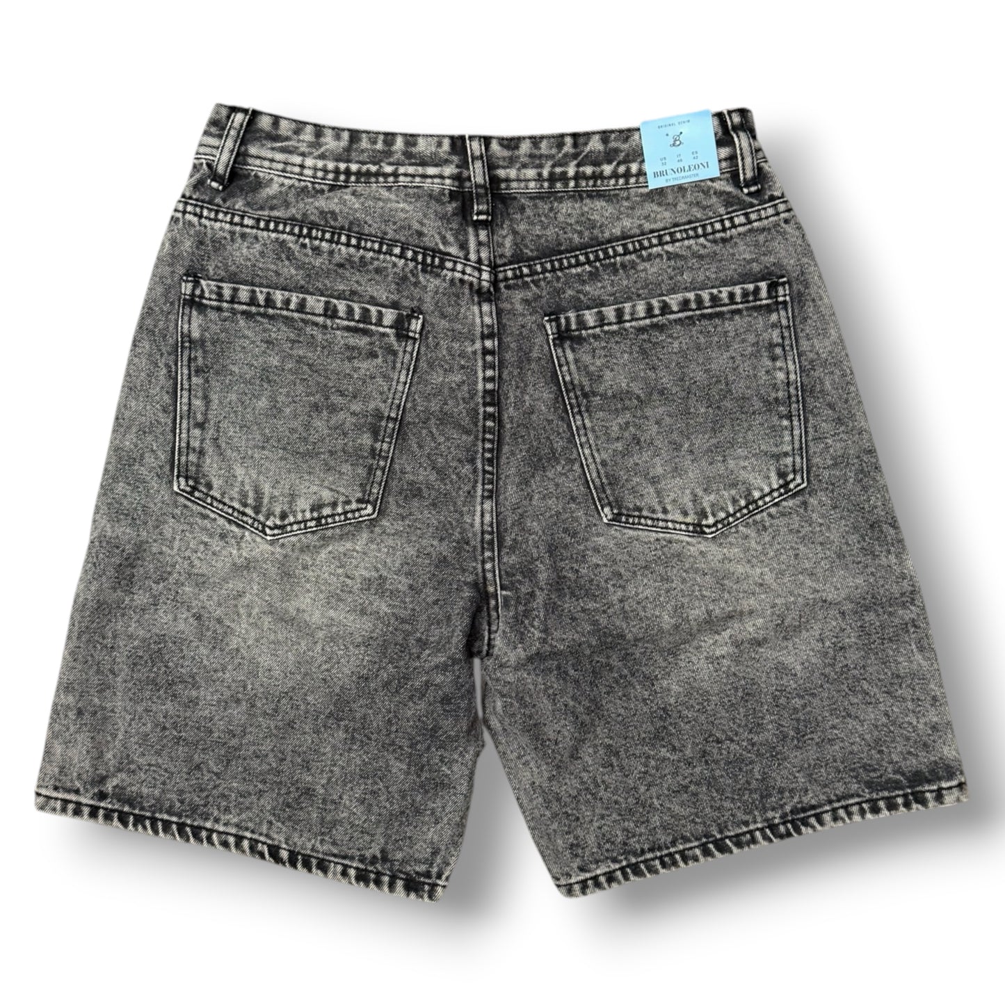 BRUNO LEONI - Bermuda Uomo con finta zip e strappi (lunghezza sopra al ginocchio), Col.Denim Grigio Scuro
