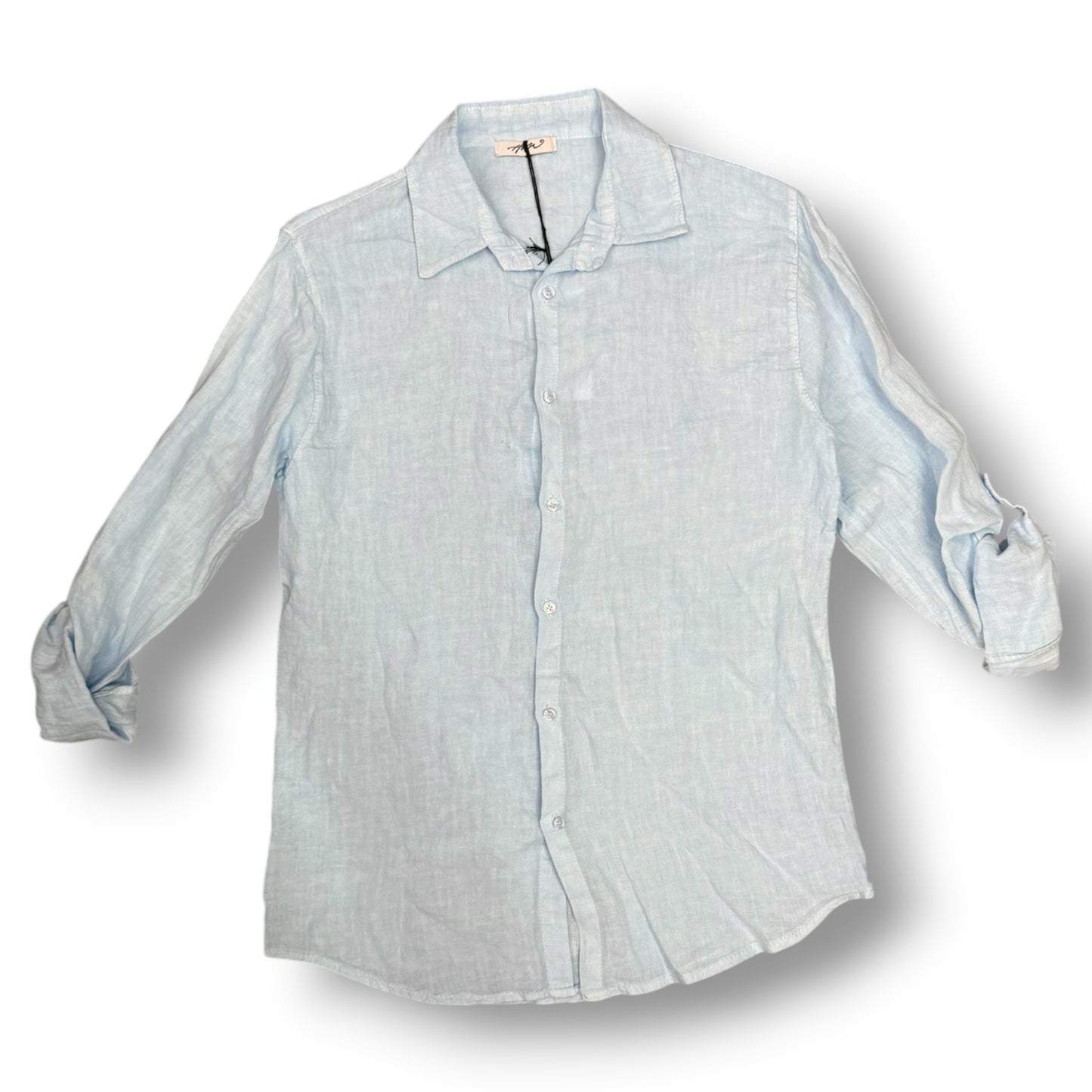 Camicia con colletto, Tex.Lino, Col.Celeste