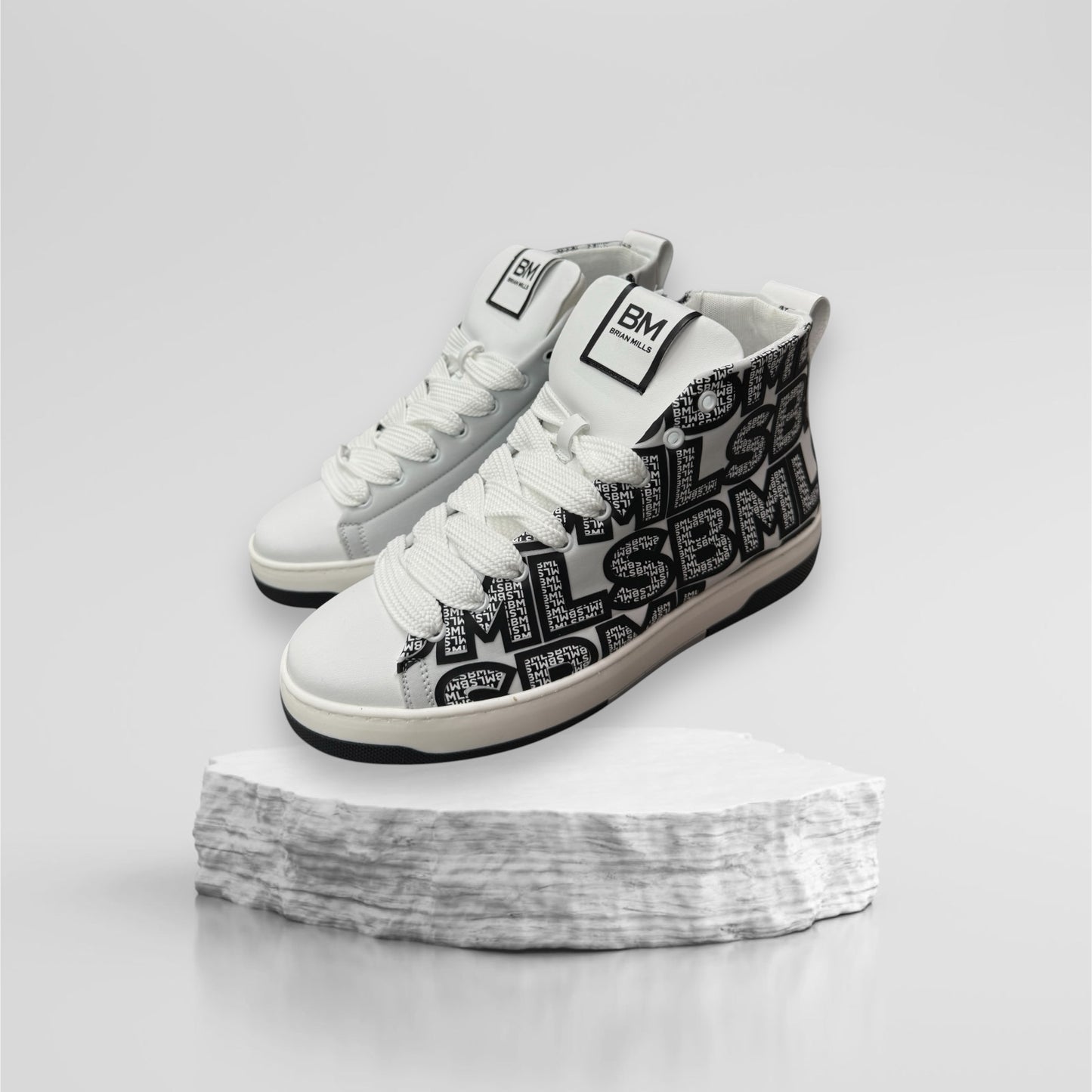 Scarpe stivaletto BRIAN MILLS Uomo?con stampa 3D esterna e zip interna, col.Bianco (veste grande)