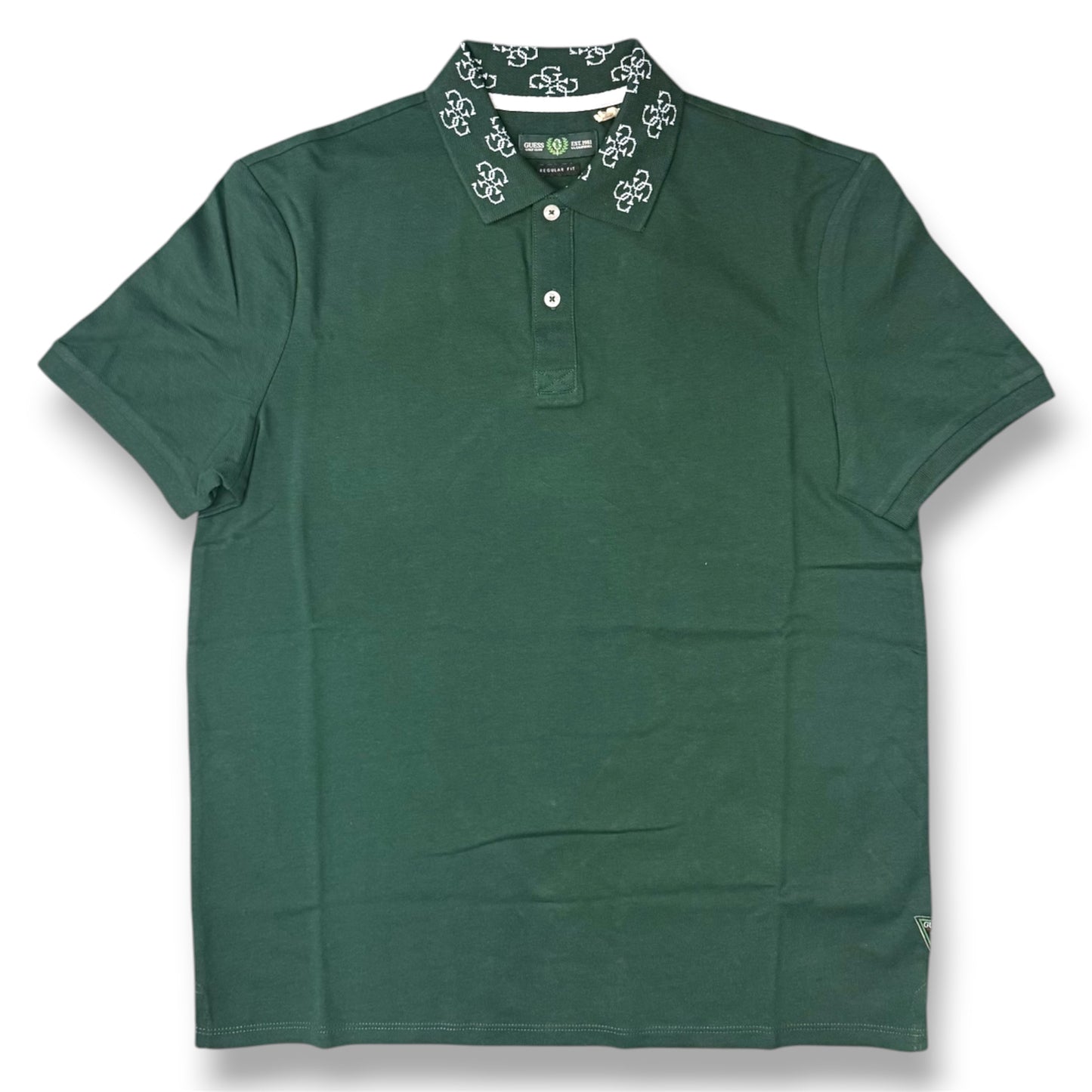 GUESS- Polo Uomo, con logo sul colletto, Regular Fit, col.Verde