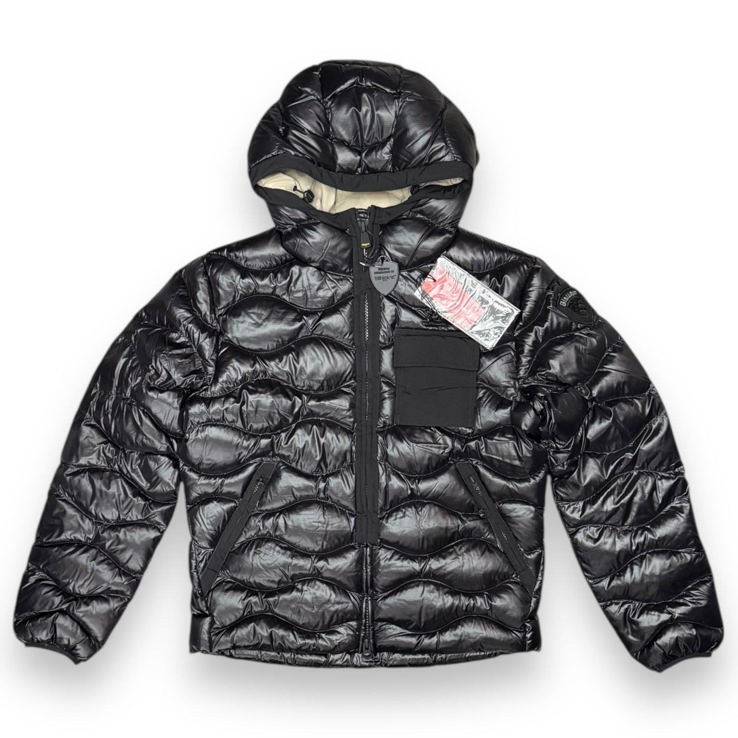 Giubbotto BLAUER con trama ad onde e taschino in petto,Col.Nero imbott.(Ovatta - 2025)