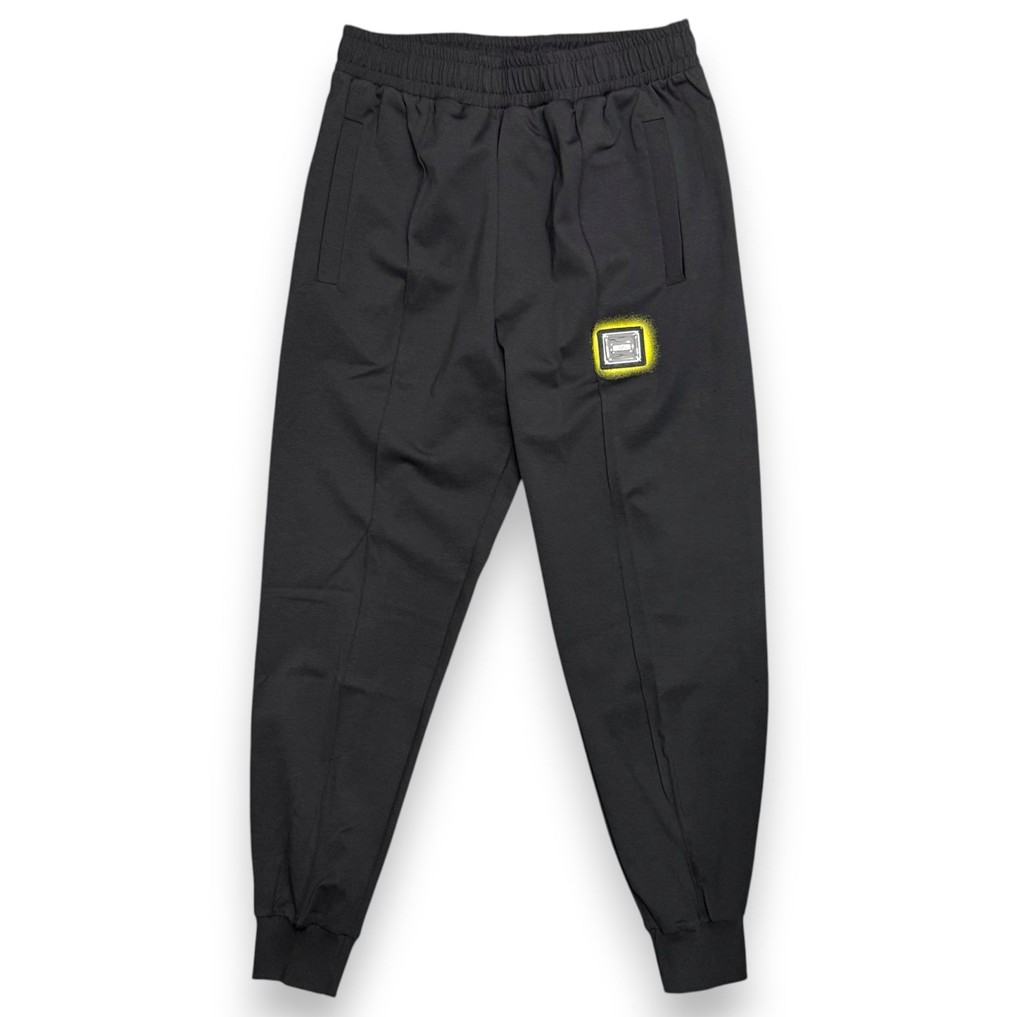 Pantalone MAISON 9 PARIS, in tessuto tecnico, col. Nero/Giallo