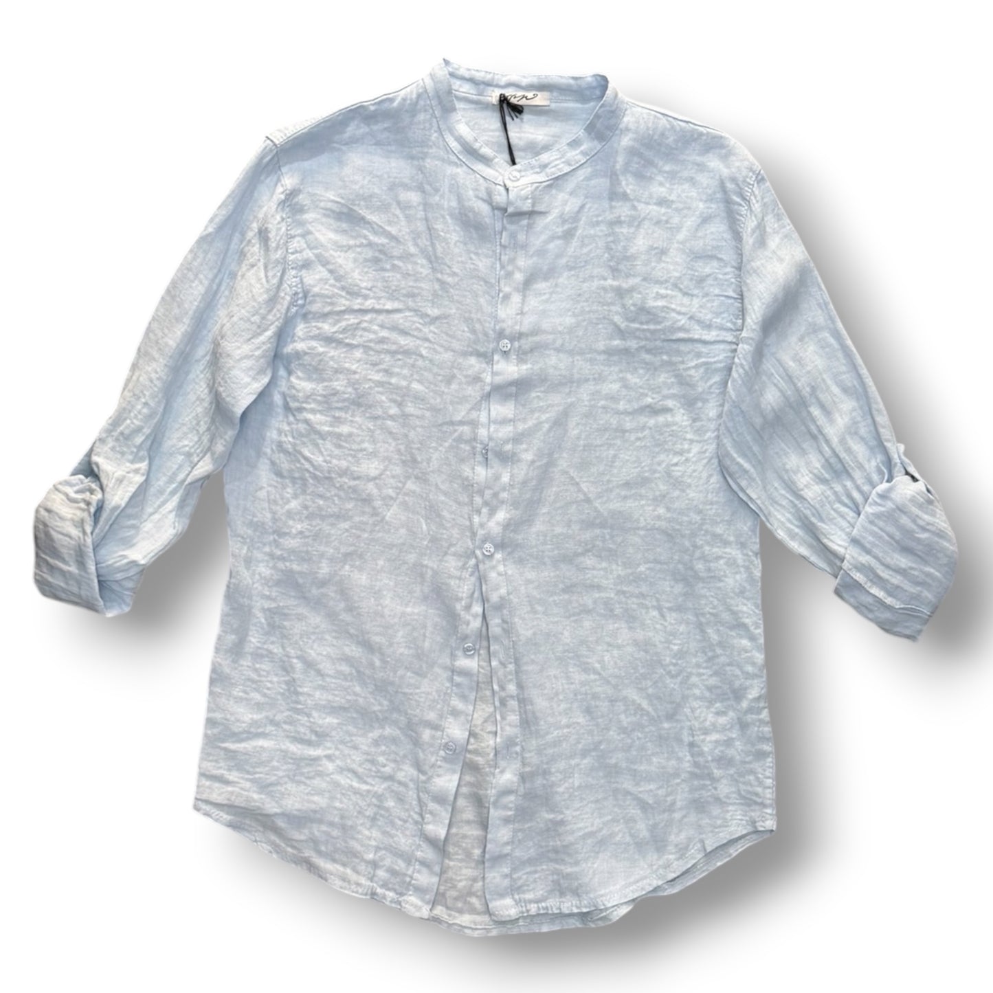 Camicia senza colletto, Tex.Lino, Col.Celeste