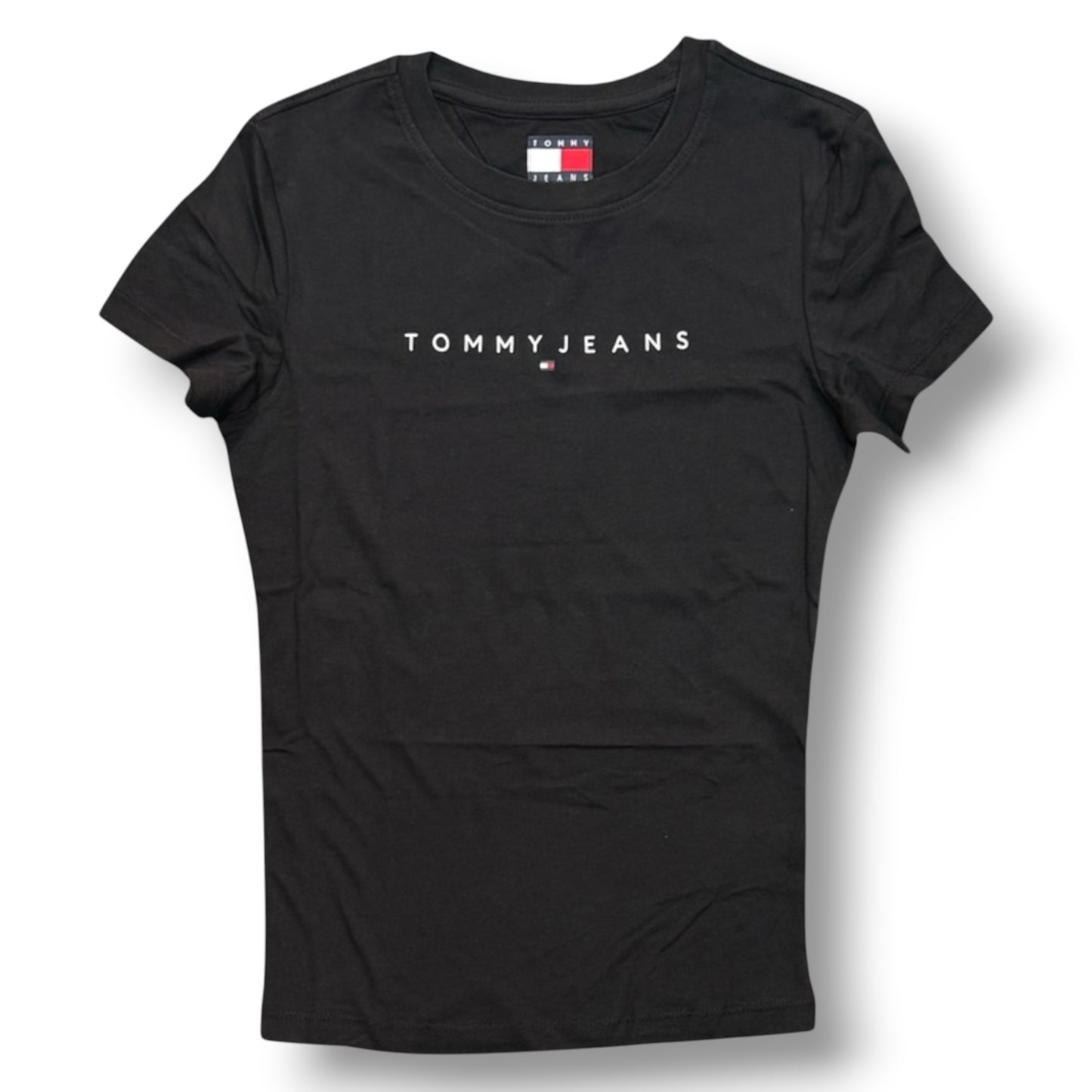 TOMMY JEANS- T-shirt Donna, con scritta in rilievo, Slim Fit, col.Nero