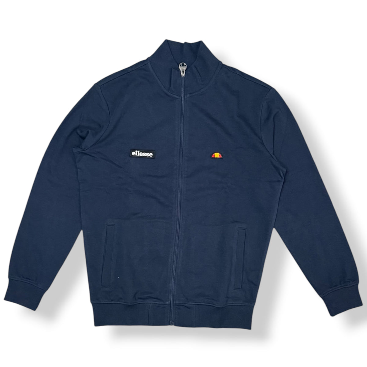 ELLESSE - Felpa Uomo con logo ricamato lato cuore, con colletto e zip, Col.Blu