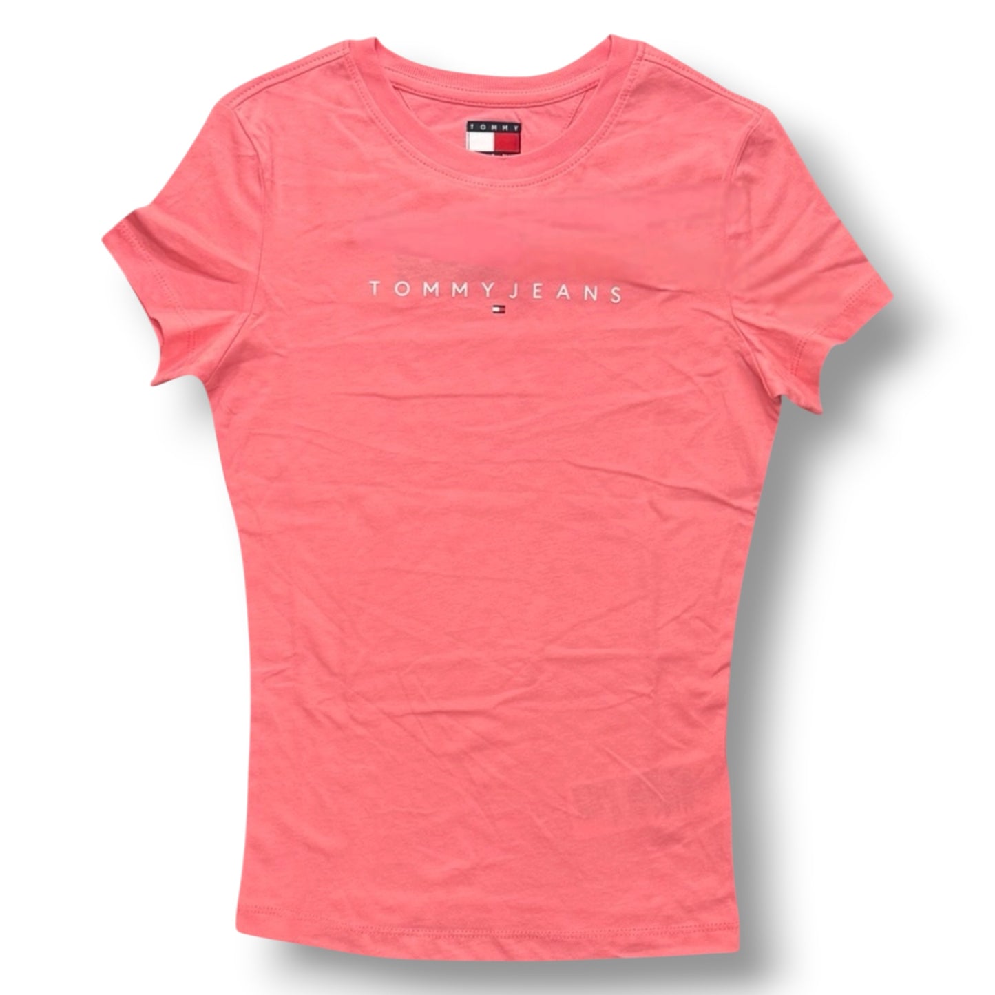 TOMMY JEANS- T-shirt Donna, con scritta in rilievo, Slim Fit, col.Rosa
