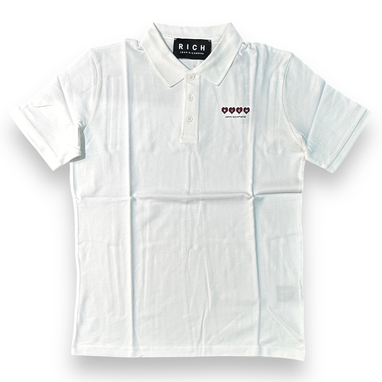 Polo RICHMOND Uomo,con stampa cuori ,Col.Bianco