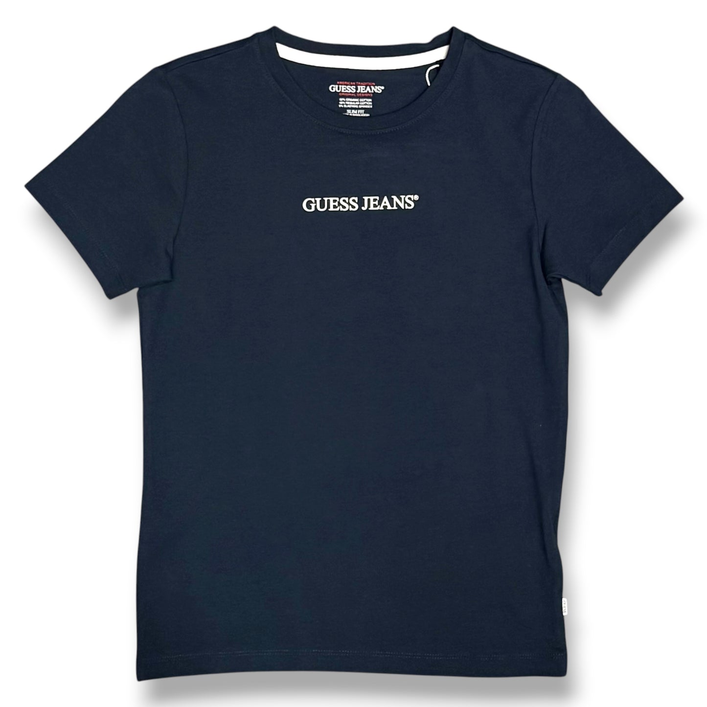 GUESS JEANS- T-shirt Donna, SlimFit, con scritta frontale, col.Blu