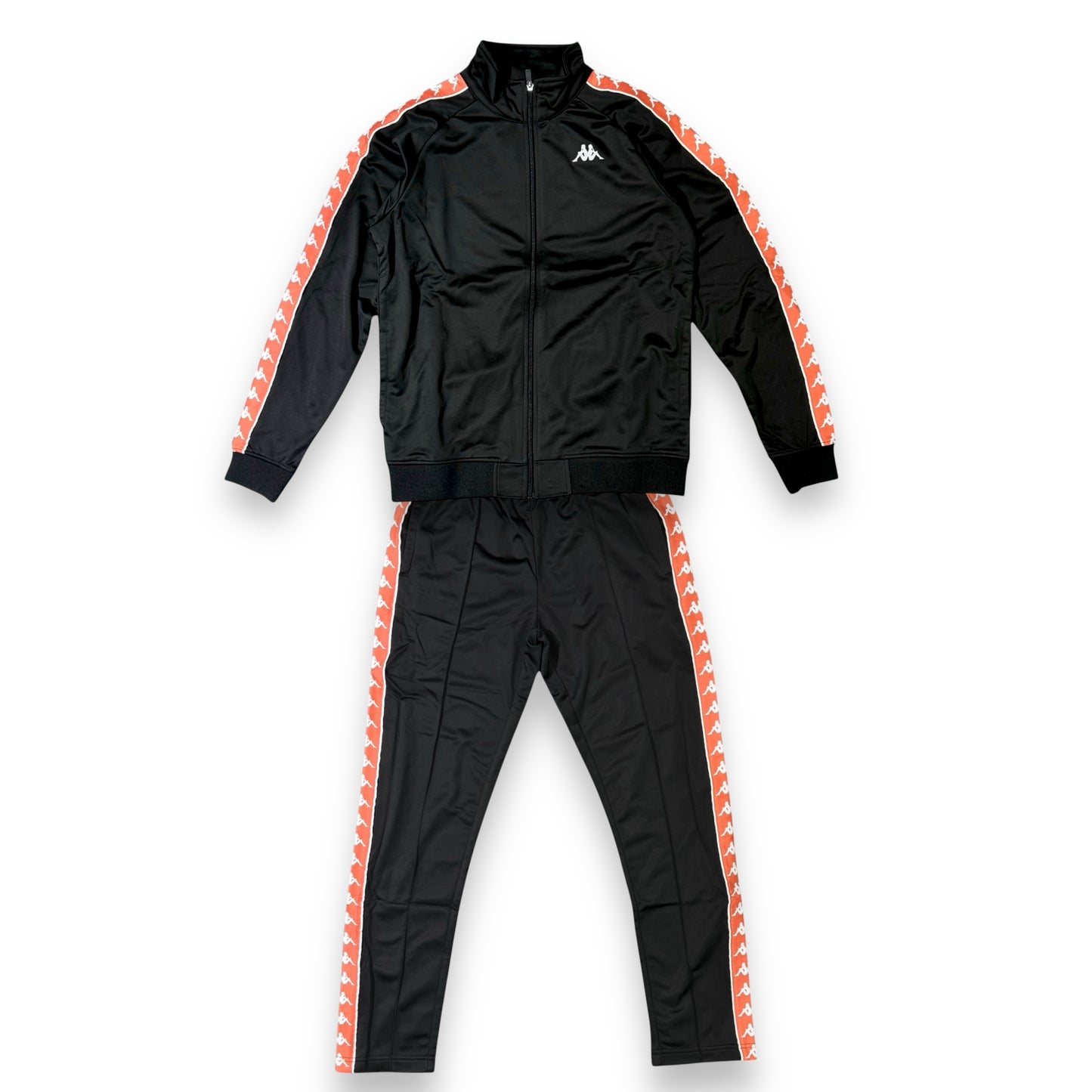 Tuta Completa KAPPA in tessuto acetato con bande laterali (col.Arancione/Biancoo), SlimFit (veste piccola), col.Nero