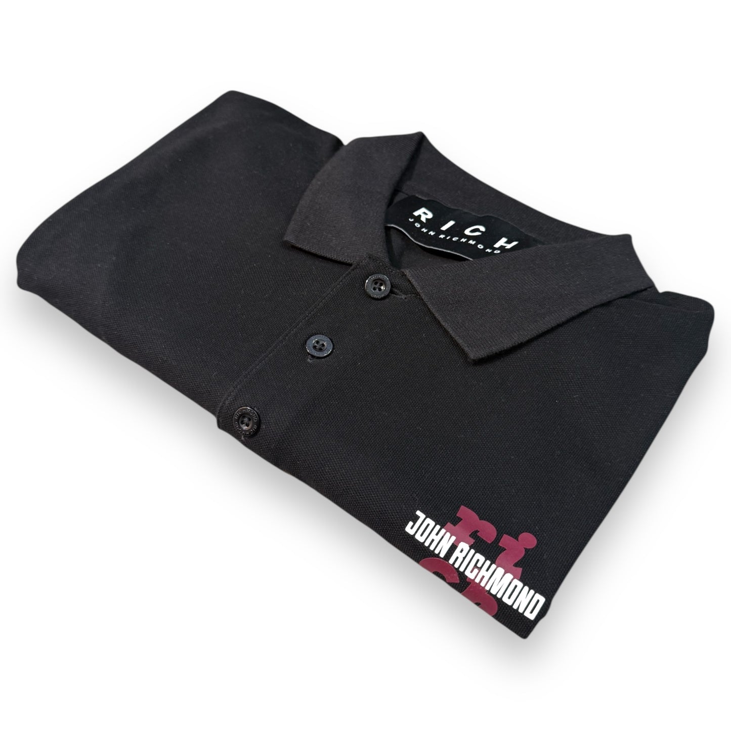 Polo RICHMOND Uomo,con logo lato cuore "JOHN RICHMOND", Col.Nero