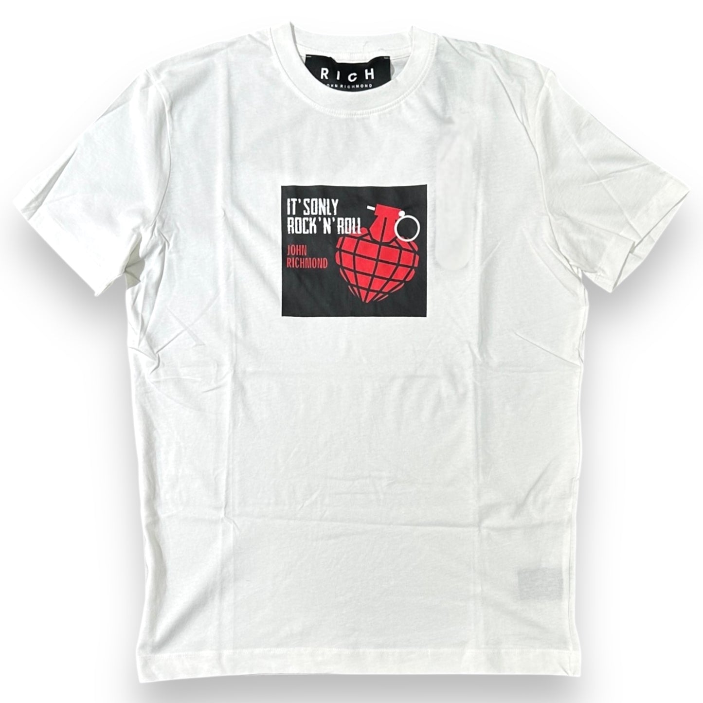 T-shirt RICHMOND Uomo, con stampa frontale con riquadro, Col. Bianco (it's only rock 'n'roll)