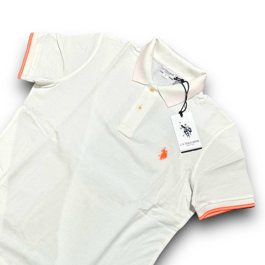 Polo U.S.POLO ASSN. since 1890 Uomo in piquet, RegulrFit, mod.Bordino, col.Bianco