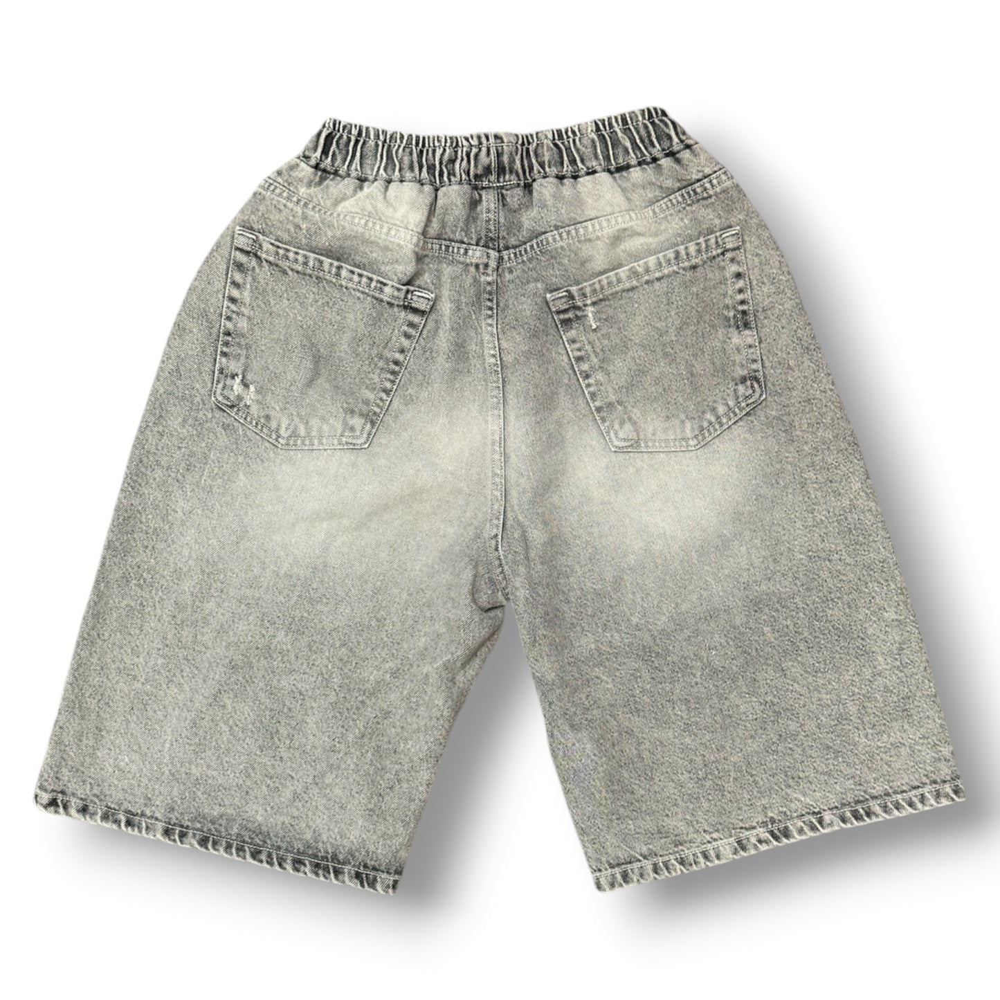 LUKAS KIMI - Bermuda Uomo Baggy Fit con elastico in vita (lunghezza sotto al ginocchio), Col.Denim Grigio Sfumato