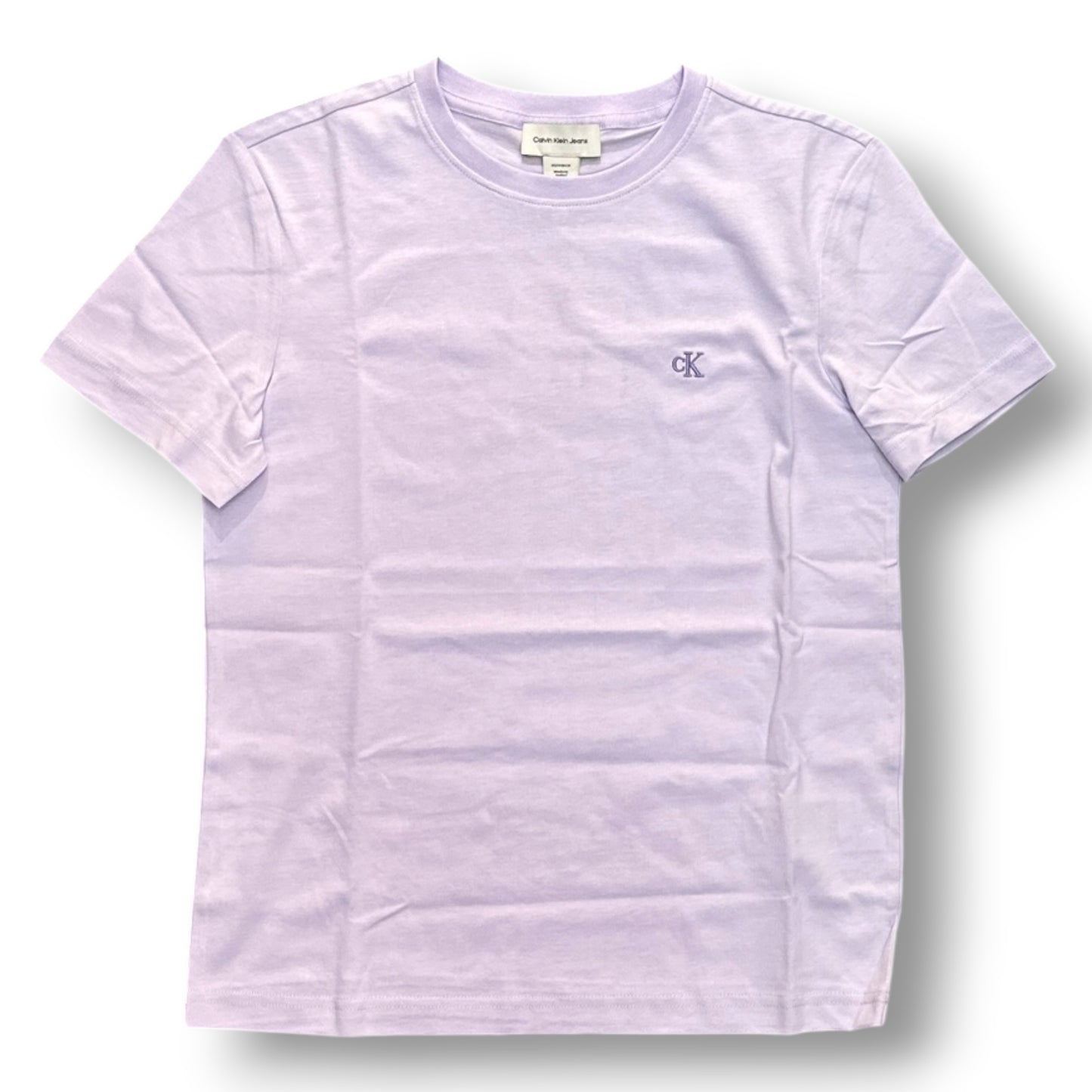 CALVIN KLEIN- T-shirt Donna, con logo ricamato lato cuore, Regular Fit, col.Lilla