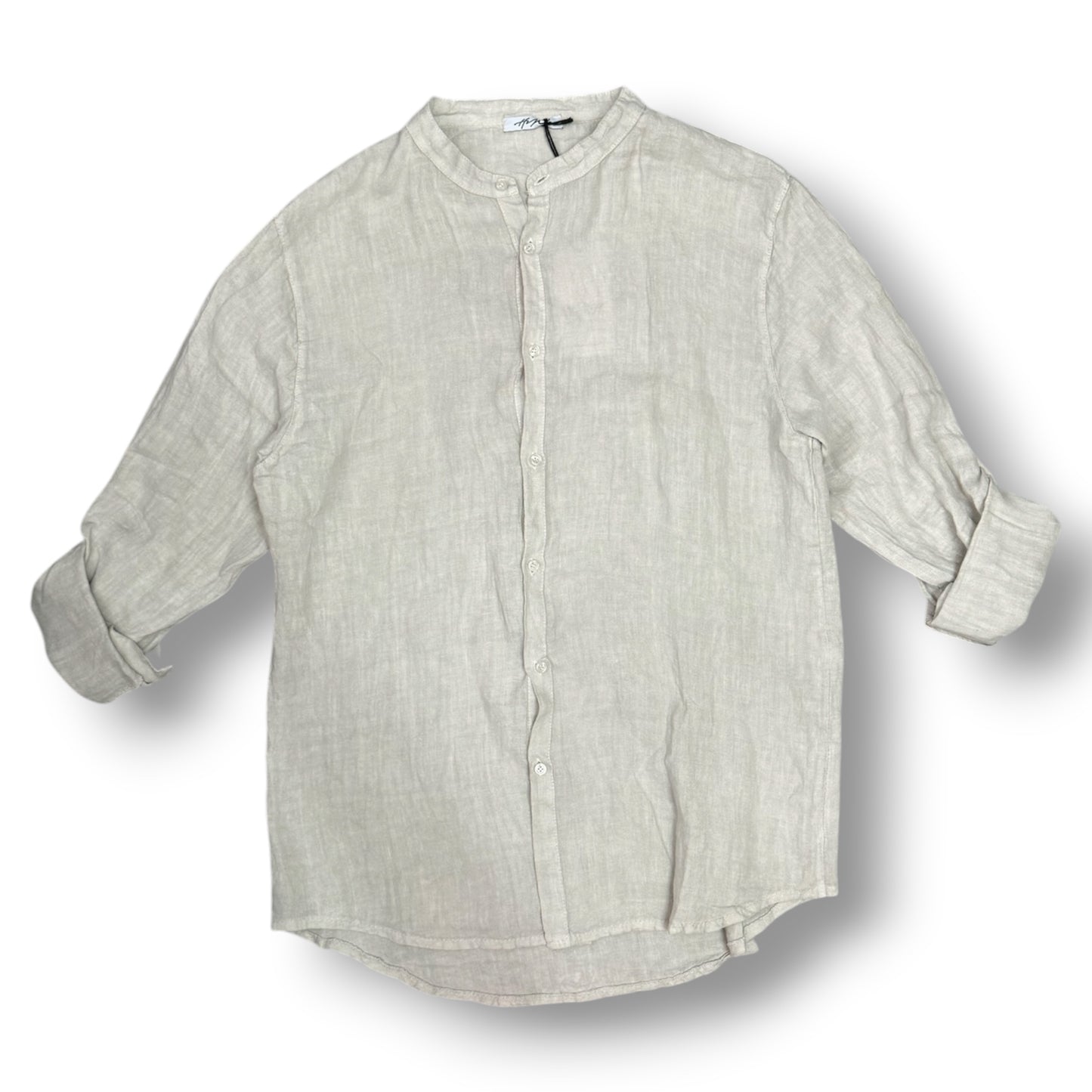 Camicia senza colletto, Tex.Lino, Col.Beige