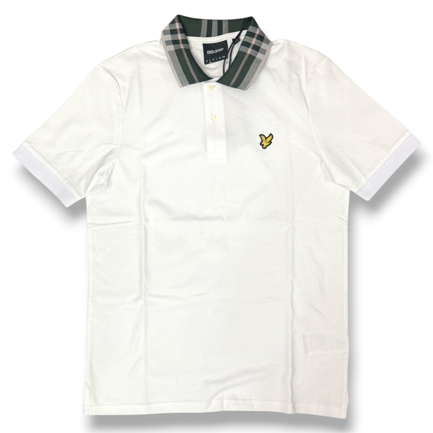 LYLE & SCOTT- Polo, con colletto con fantasia tartan, Regular Fit, Col.White