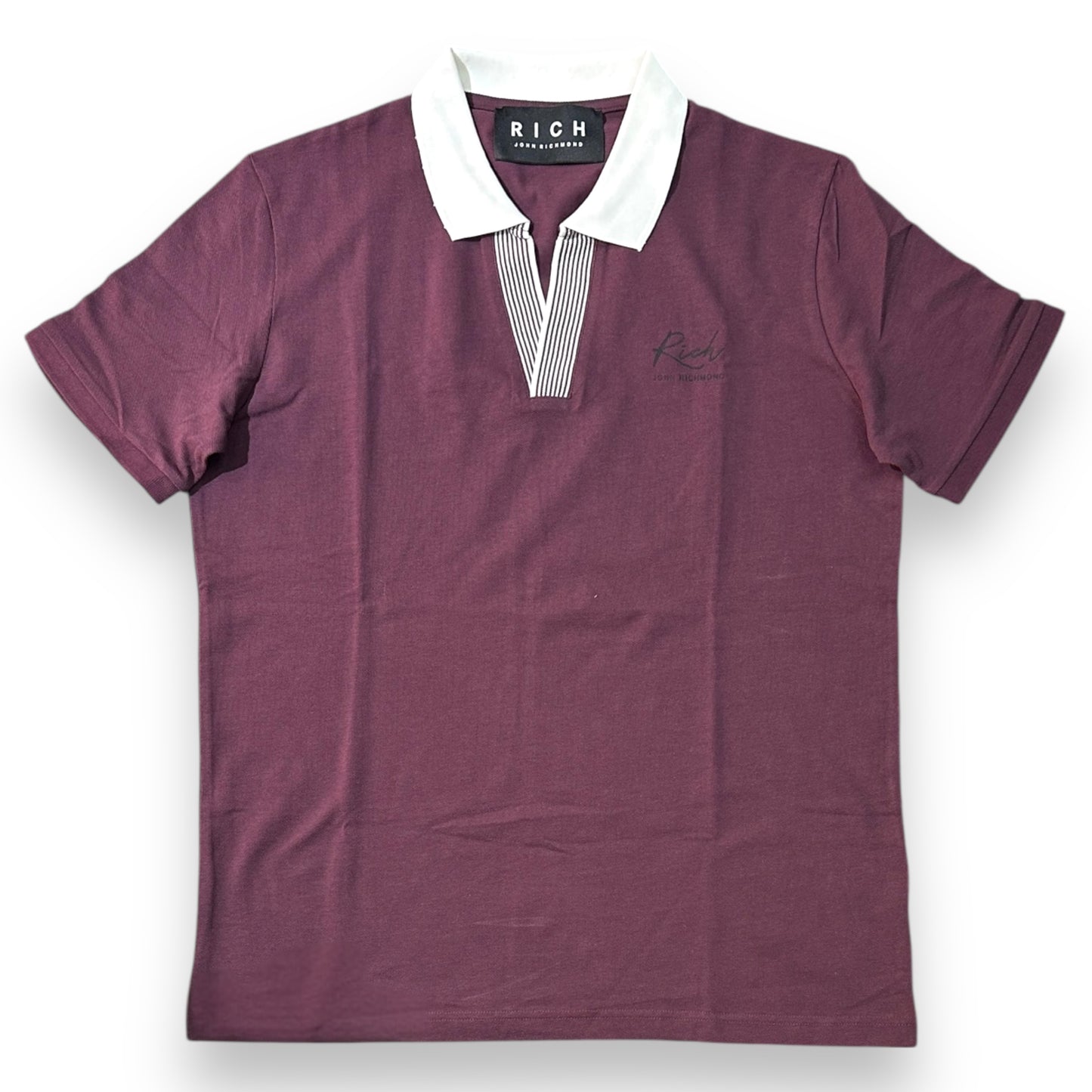 Polo RICHMOND Uomo,con scollo a V senza bottoni, Col.Bordeaux