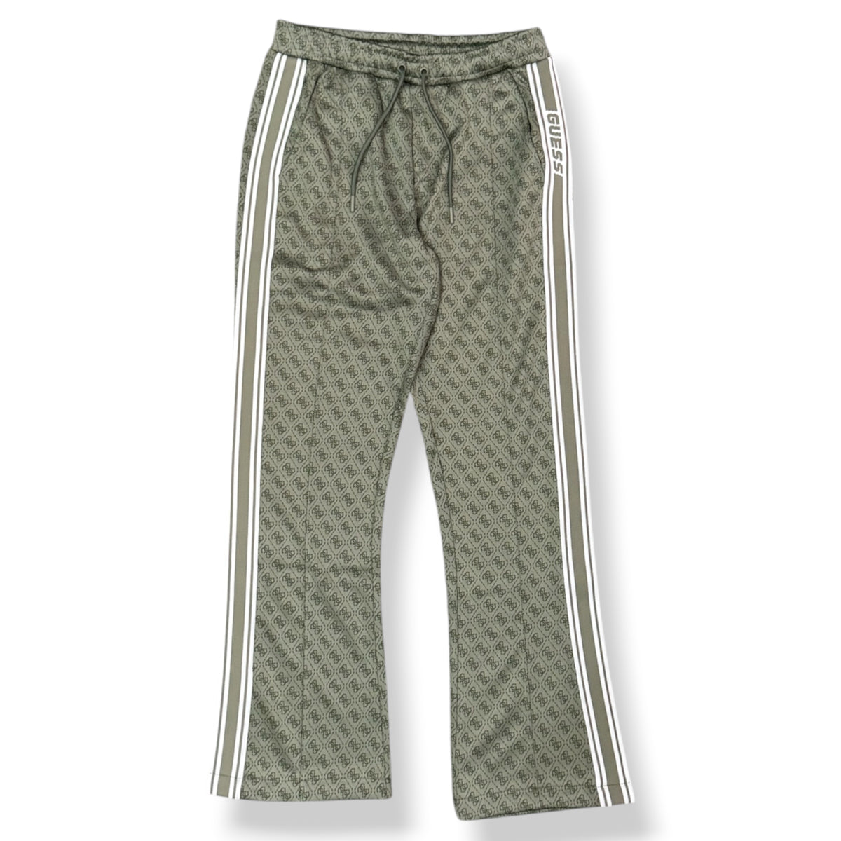 GUESS - Tuta completa Uomo, con banda laterale, logata, con pantalone a fondo largo, Col.Verde