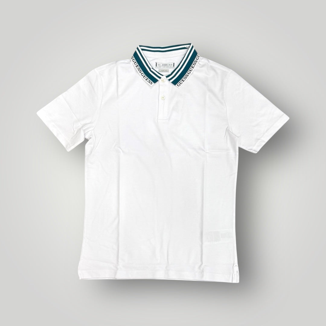 Polo GUESS con logatura sul collo col.Bianco