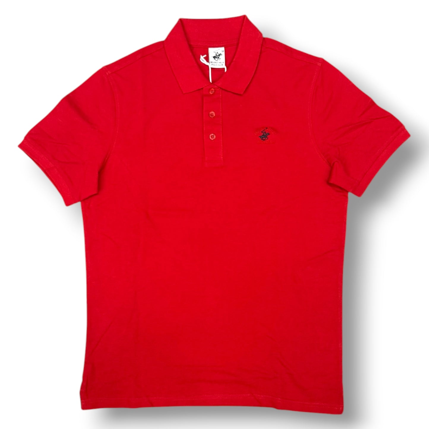 BEVERLY HILLS POLO CLUB- Polo Uomo con logo ricamato lato cuore, col.Rosso
