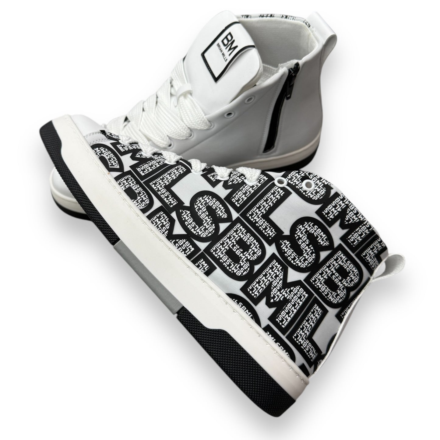 Scarpe stivaletto BRIAN MILLS Uomo?con stampa 3D esterna e zip interna, col.Bianco (veste grande)
