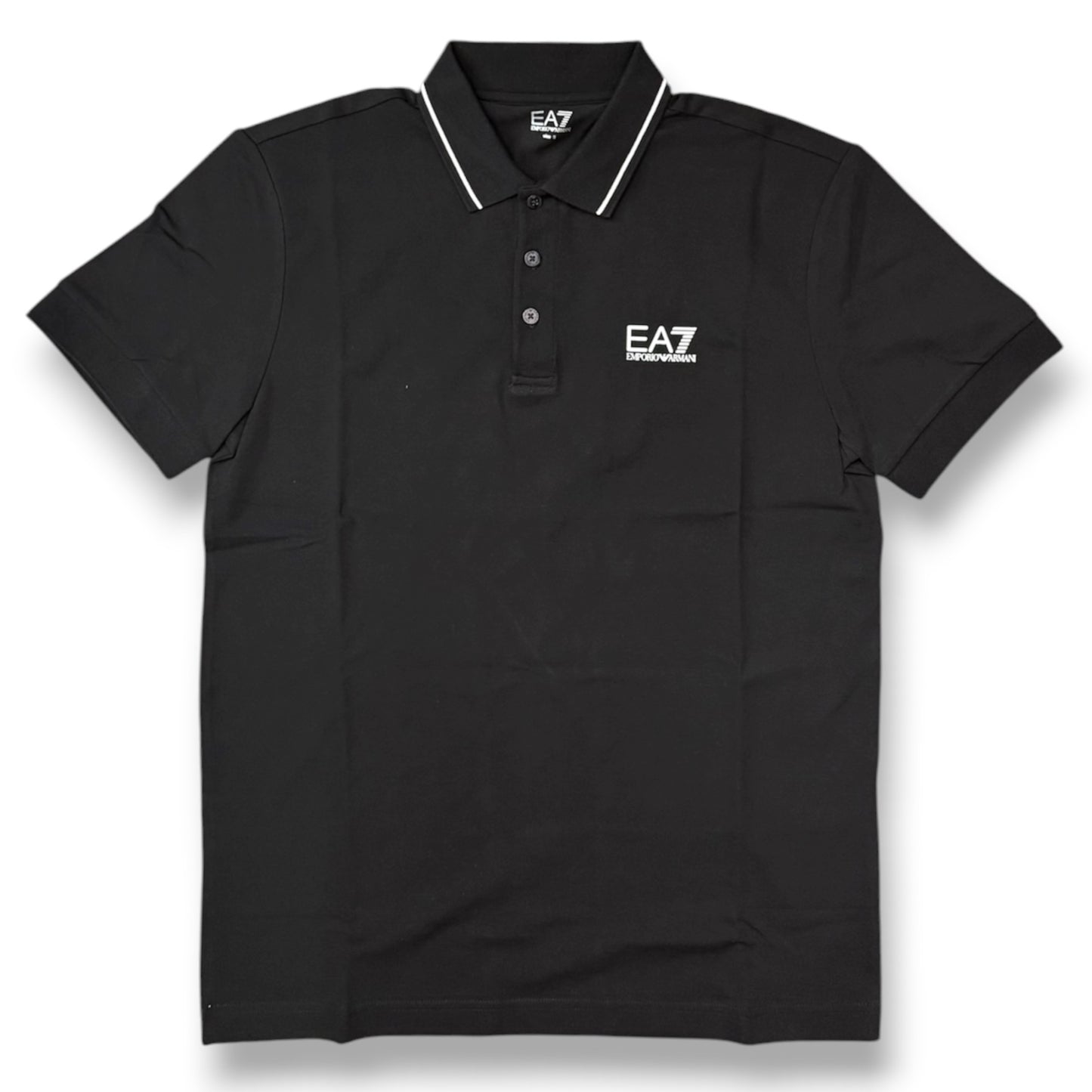 EMPORIO ARMANI-Polo Uomo, con logo lato cuore, col.Nero