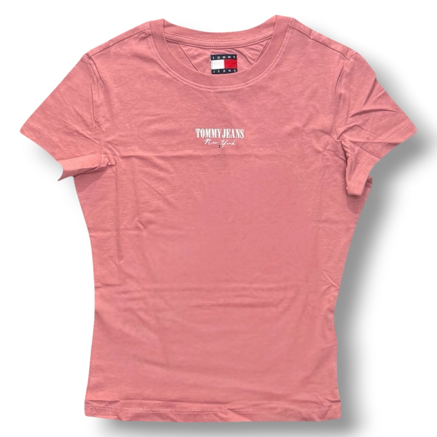 TOMMY JEANS- T-shirt Donna, con stampa frontale, Slim Fit, col.Rosa