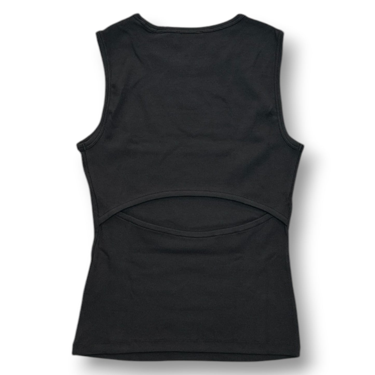 CALVIN KLEIN- Canotta a costine Donna, con logo frontale e taglio dietro, Slim Fit, col.Nero