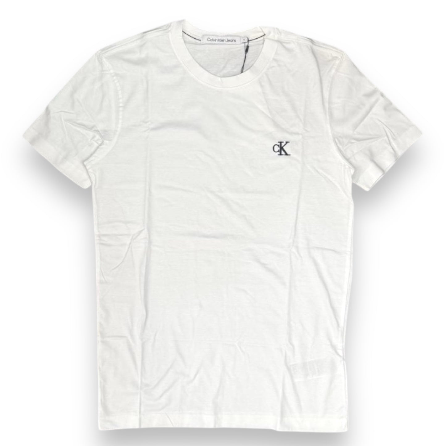 T-shirt CALVIN KLEIN, con logo ricamato lato cuore, Col.Bianco