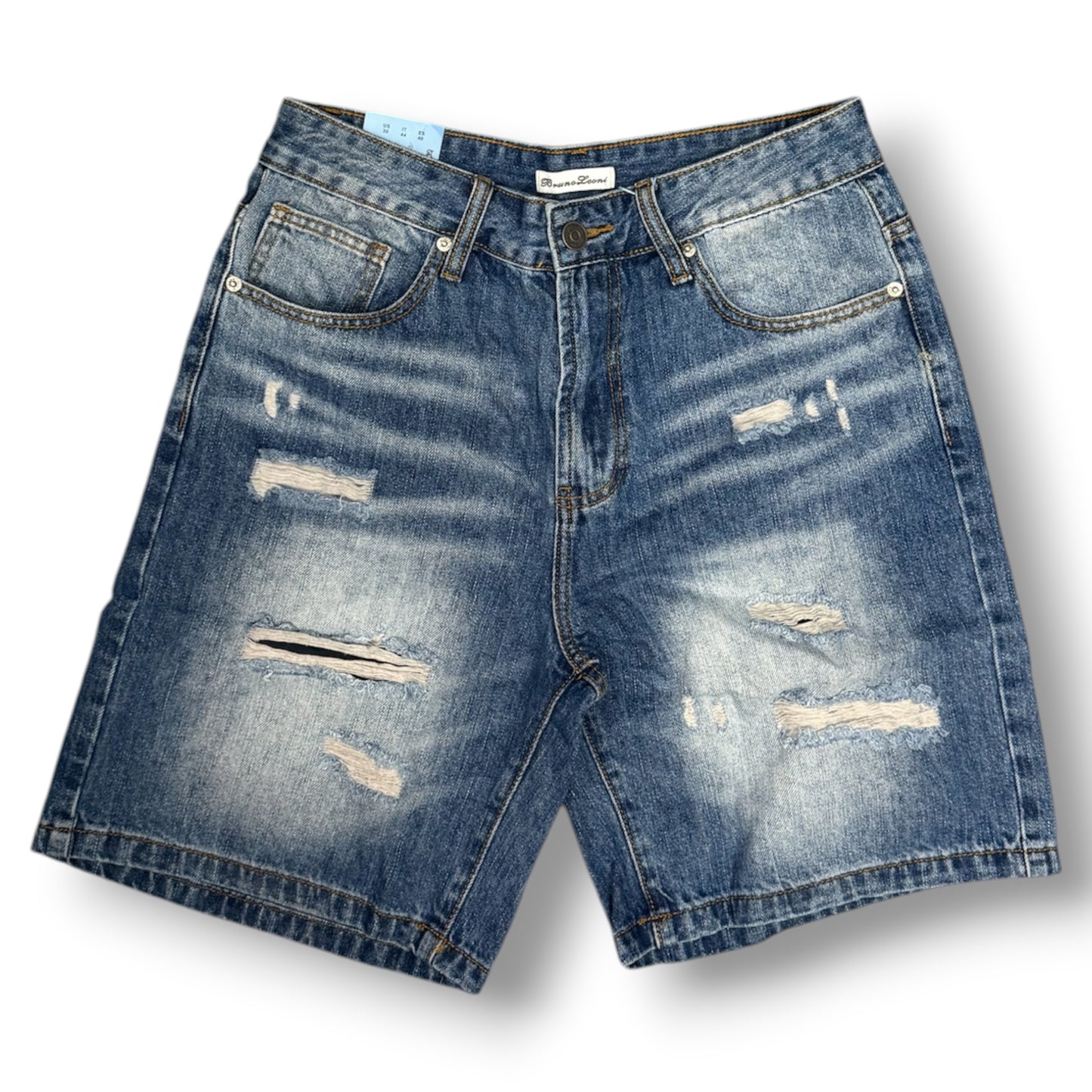 BRUNO LEONI - Bermuda Uomo (lunghezza sopra al ginocchio), Col.Denim