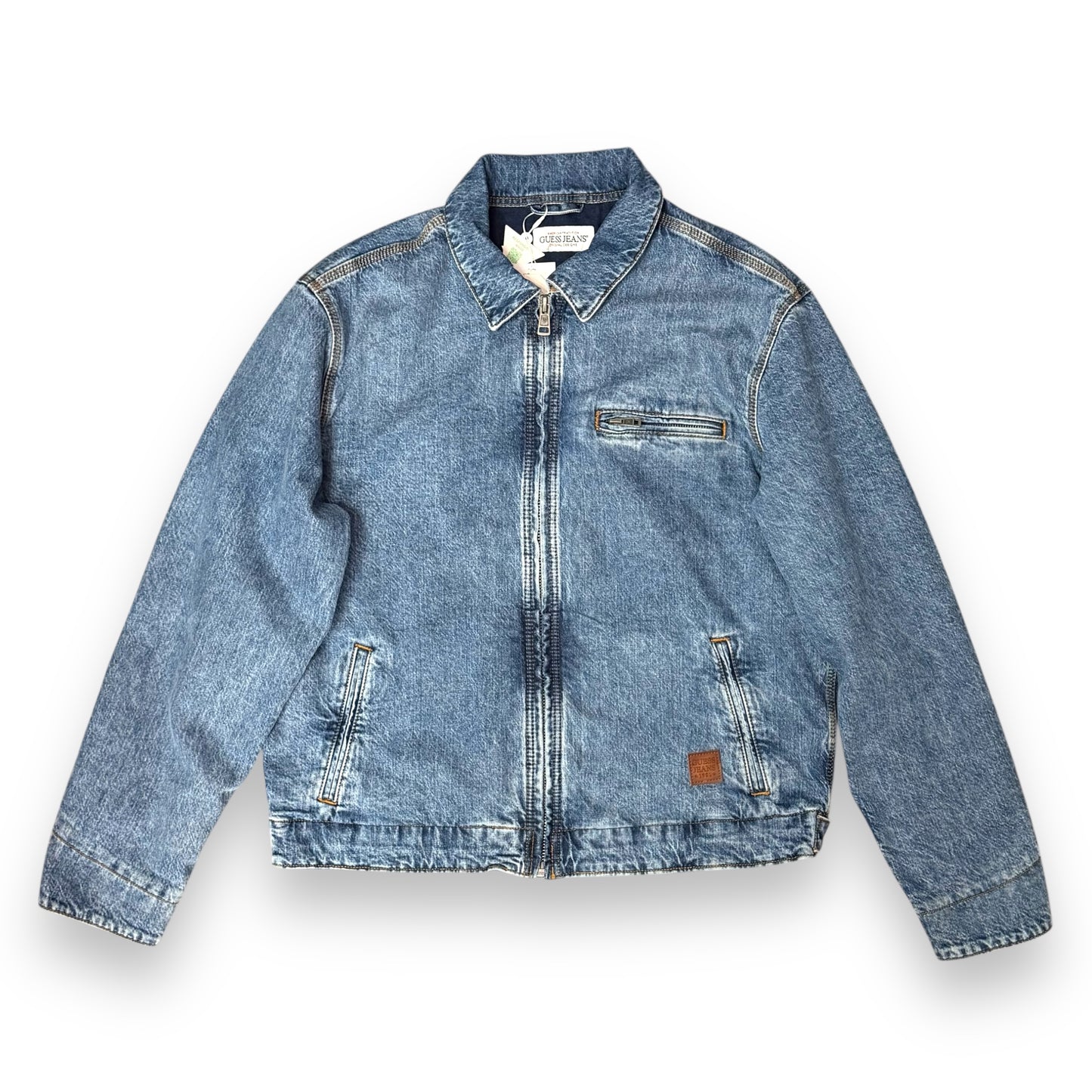 Giacca GUESS JEANS in Denim Mod.camicia con zip, Col.BluJeans