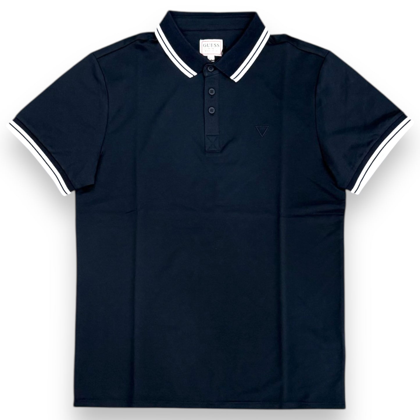 Polo GUESS logo triangolo lato cuore col.Blu