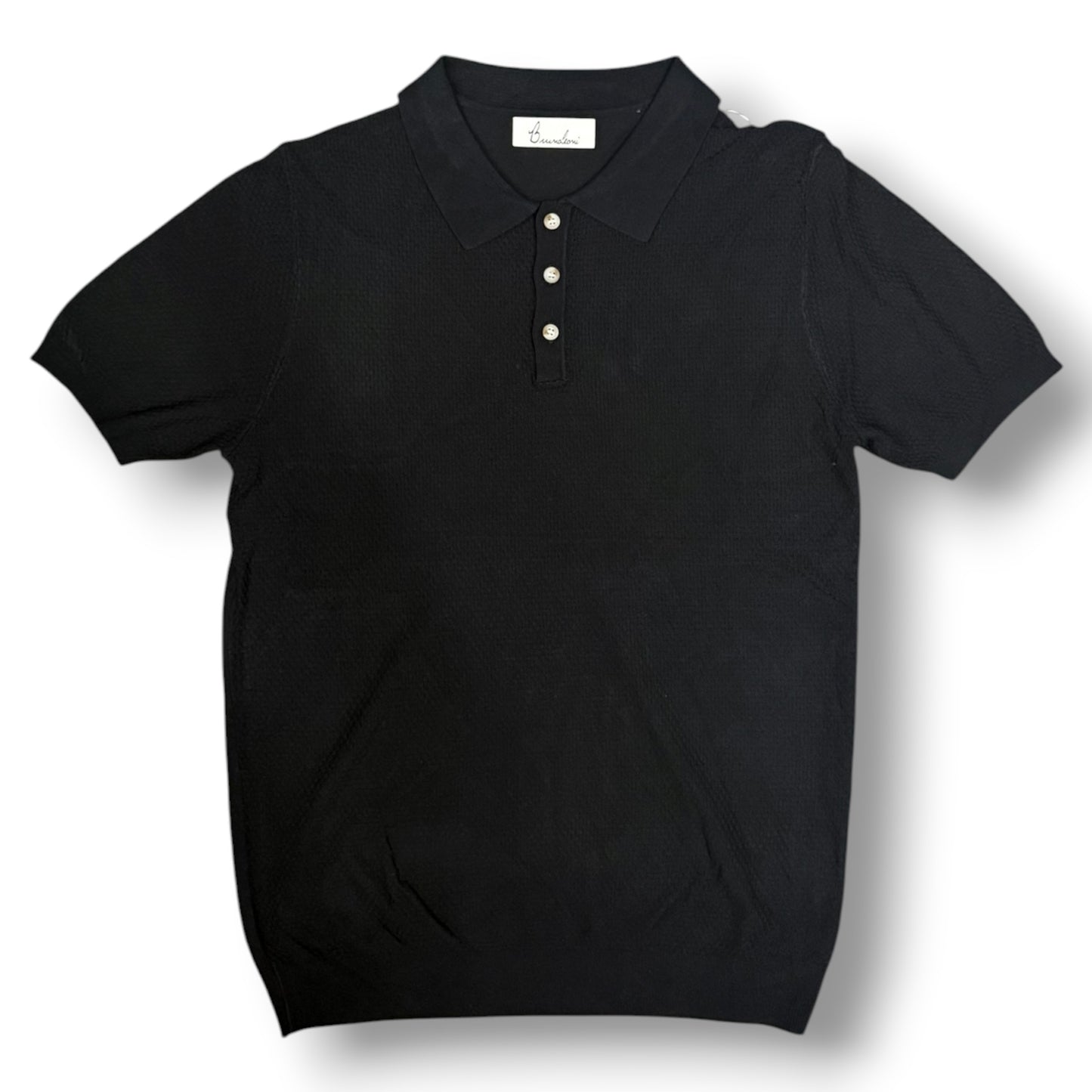 BRUNO LEONI - Polo Uomo con bottoni, in filo, Col.Nero