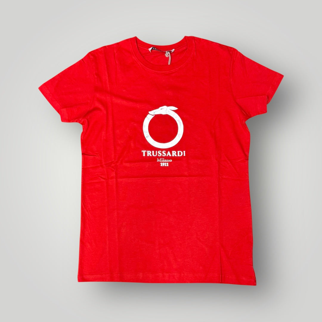 T-shirt TRUSSARDI, con logo medio, Col.Rosso
