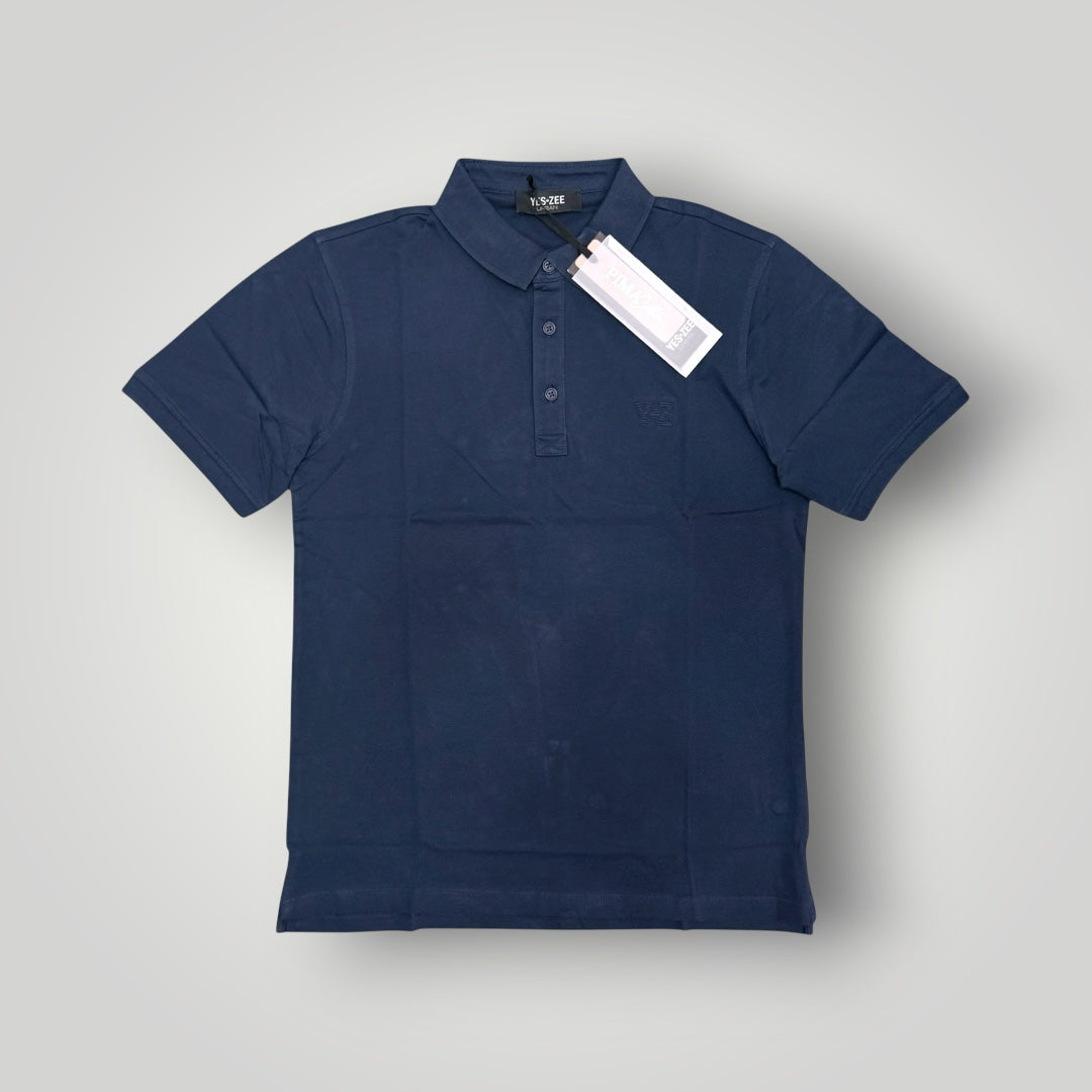Polo YES-ZEE in piquet con logo lato cuore, col.Blu