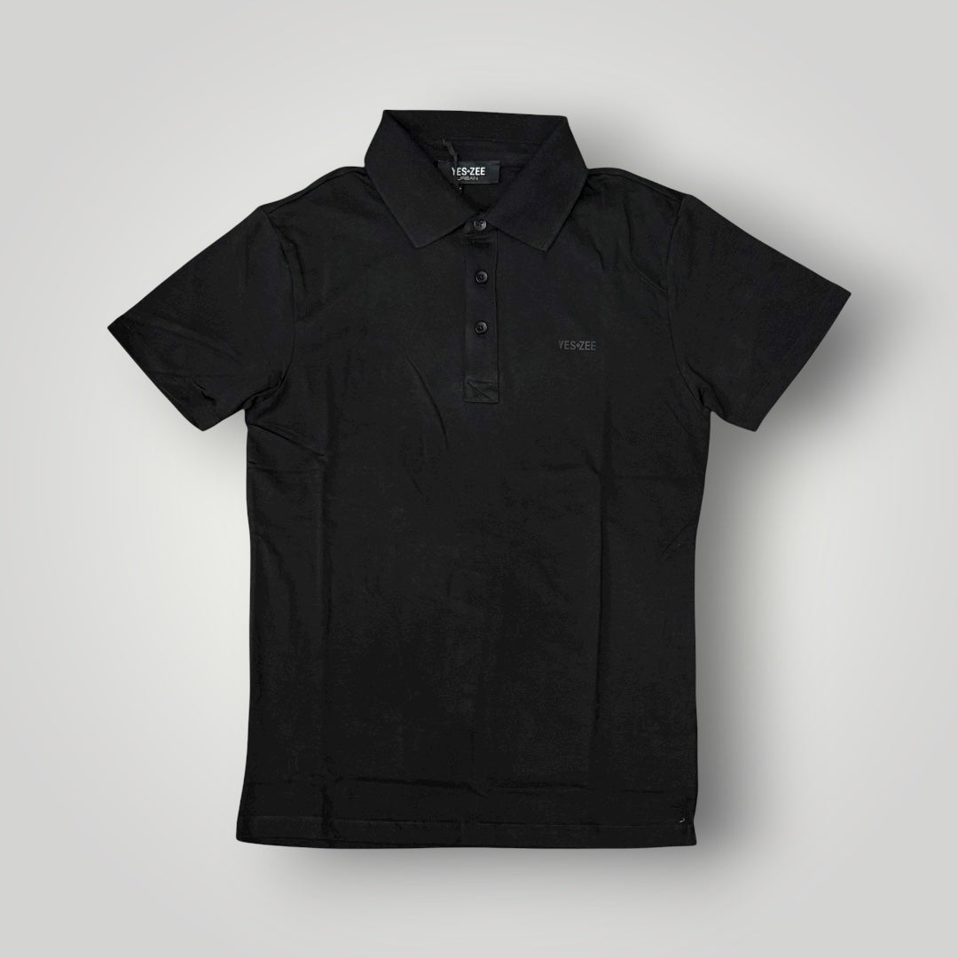 Polo YES-ZEE in maglina con scritta gommata, col.Nero