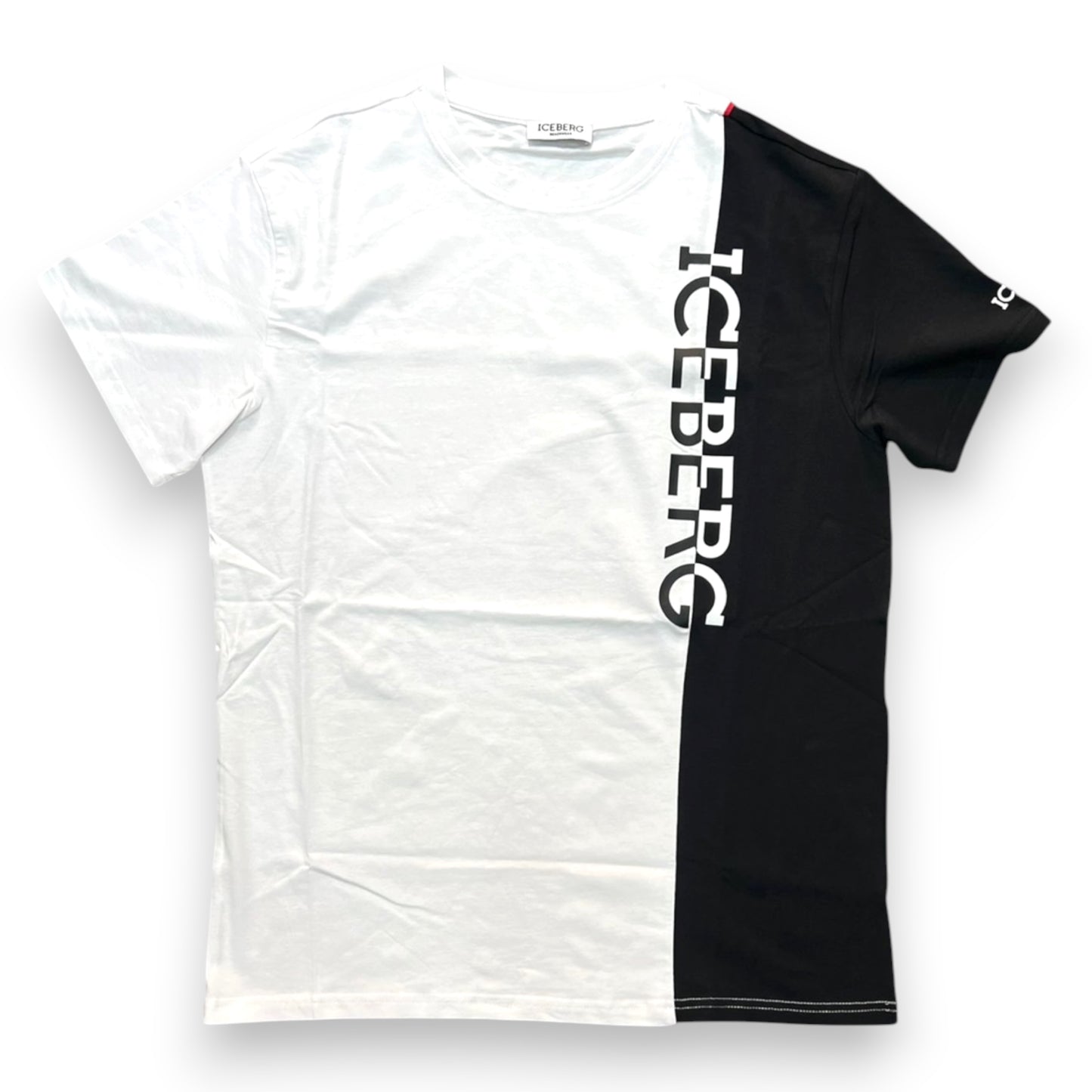 ICEBERG BEACHWEAR- T-shirt Uomo, stampa verticale, col.Bianco/Nero