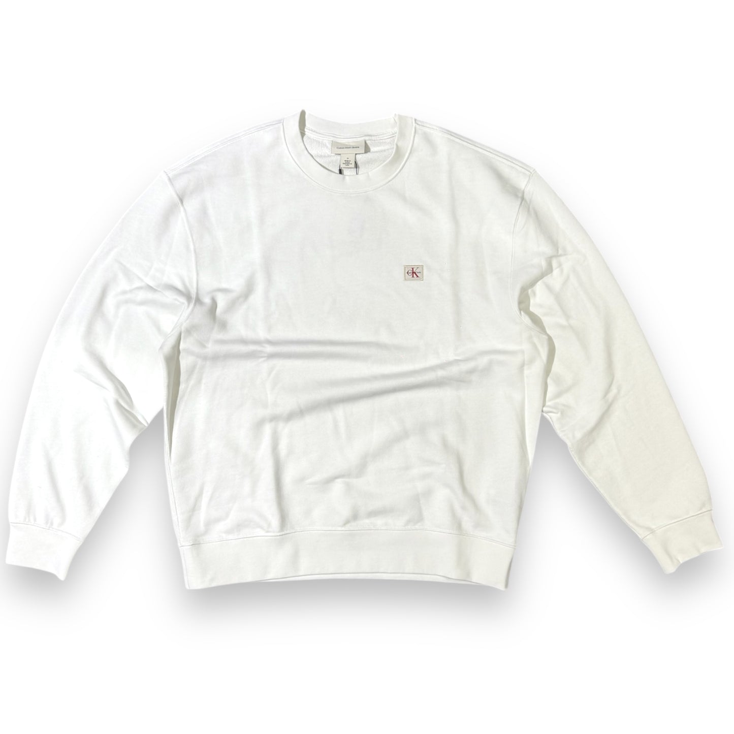 Felpa CALVIN KLEIN Uomo girocollo, tex. garzato, col.Bianco (targhetta lato cuore CK Calvin Klein),(Oversize)