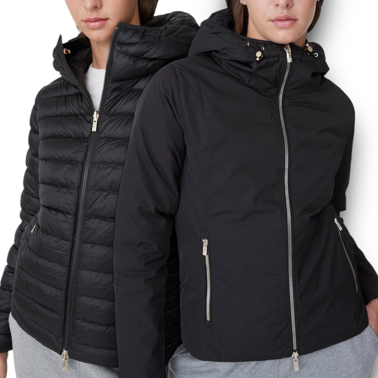 Giubbotto CIESSE Donna Double-Face con cappuccio, col.Nero (imbott.piuma)