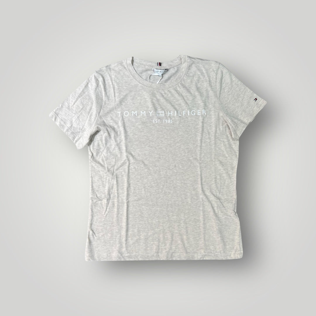 T-shirt TOMMY HILFIGER Donna con logo centrale, RegularFit(veste grande), Col.Beige