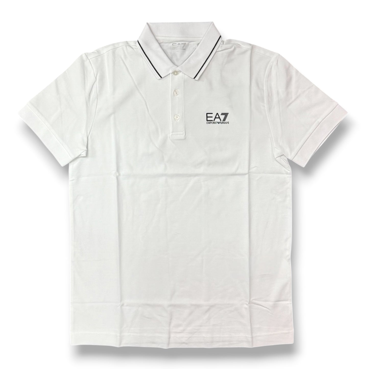 EMPORIO ARMANI-Polo Uomo, con logo lato cuore, col.Bianco
